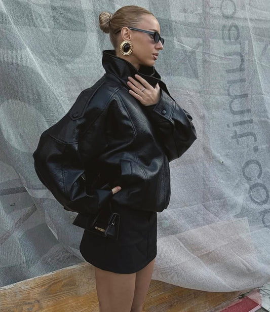 Asymmetrische Lederjacke Mirea