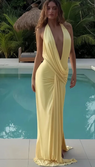Nad Maxikleid mit tiefem Ausschnitt