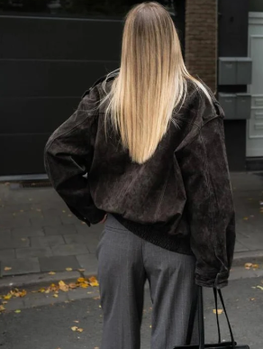 Elyssa-Bomberjacke aus Wildleder