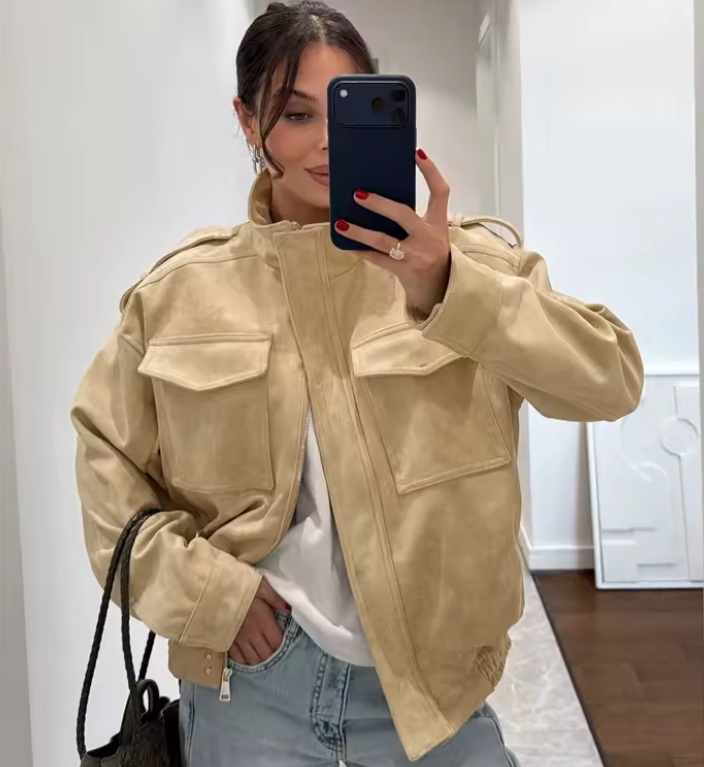 Elyssa-Bomberjacke aus Wildleder