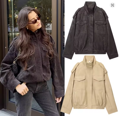 Elyssa-Bomberjacke aus Wildleder