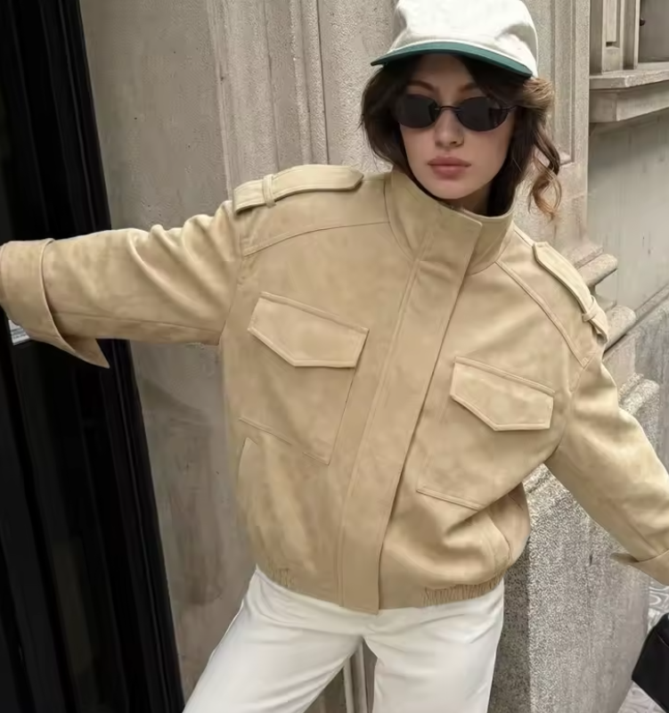 Elyssa-Bomberjacke aus Wildleder