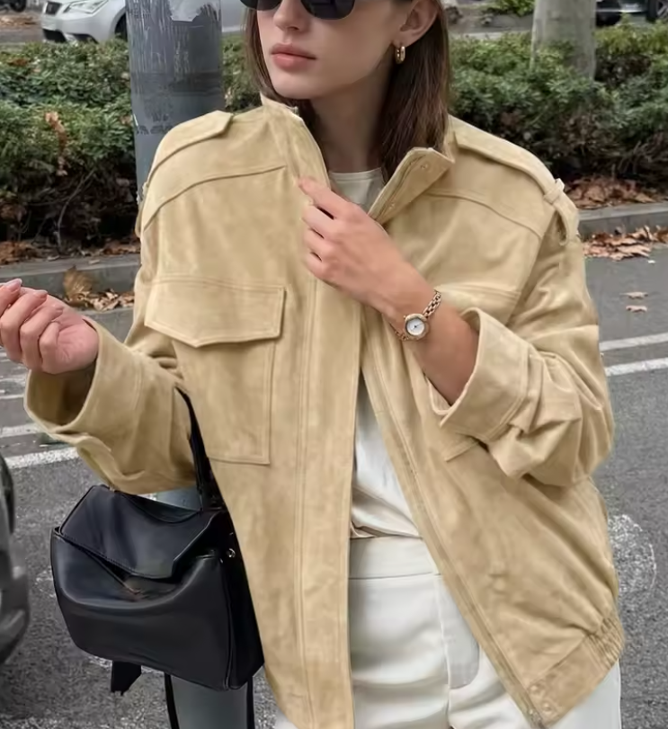 Elyssa-Bomberjacke aus Wildleder