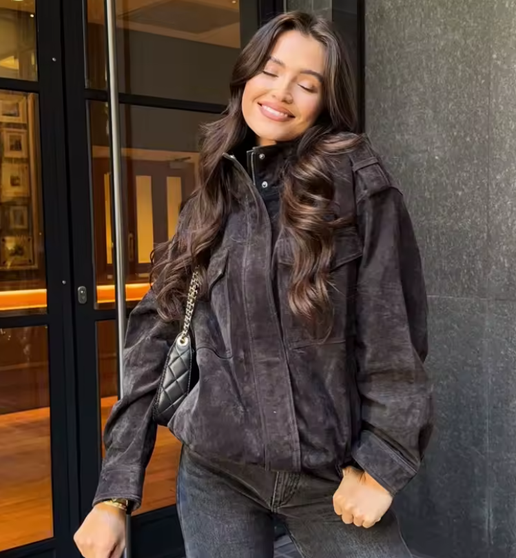 Elyssa-Bomberjacke aus Wildleder