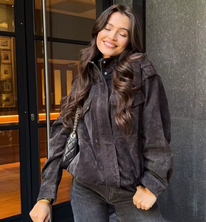 Elyssa-Bomberjacke aus Wildleder