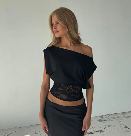 Ein-Schulter-Top Livia mit Spitze
